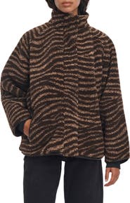 rag & bone Sun Zebra Print High Pile Fleece Jacket