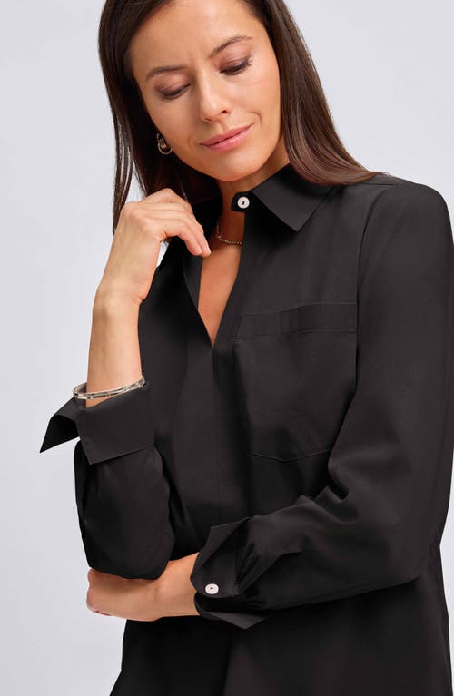 Foxcroft Bella Solid Popover Top In Black