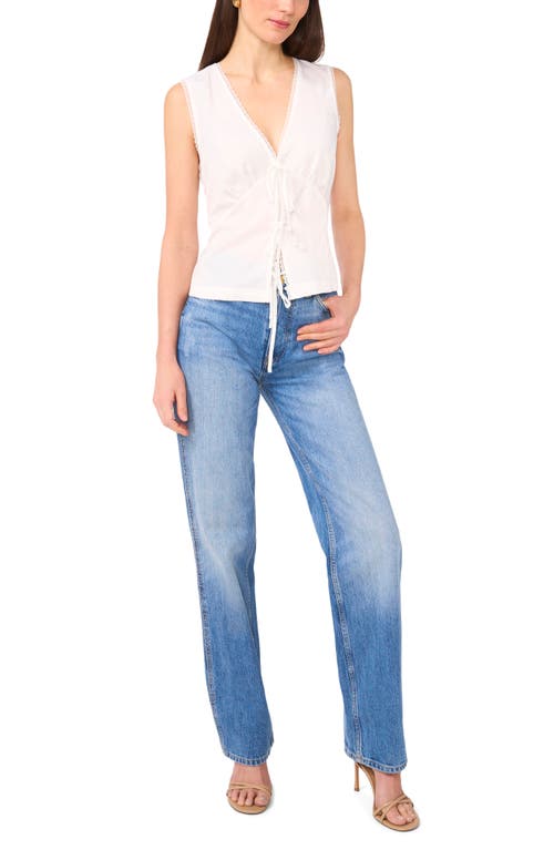 1.state Crinkle Overlay Blouse In Ultra White