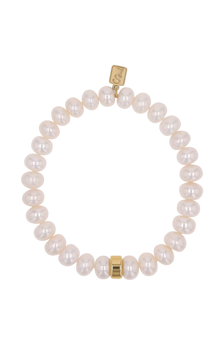 Sheryl Lowe 14K Pearl 8MM Bead Bracelet With Smooth Rondelle, Alternate, color, 