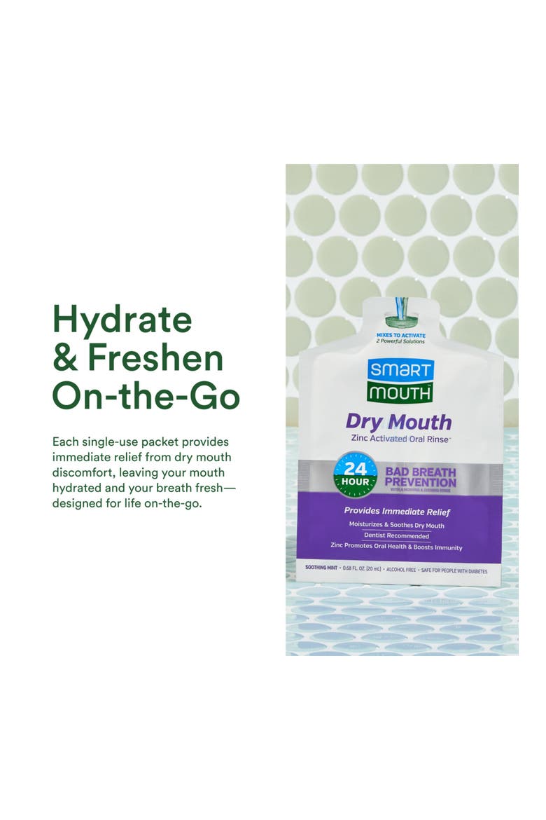 Dry Mouth Zinc Activated Travel Mouthwash Single Packs 50 Count, Alternate, color, Soothing Mint