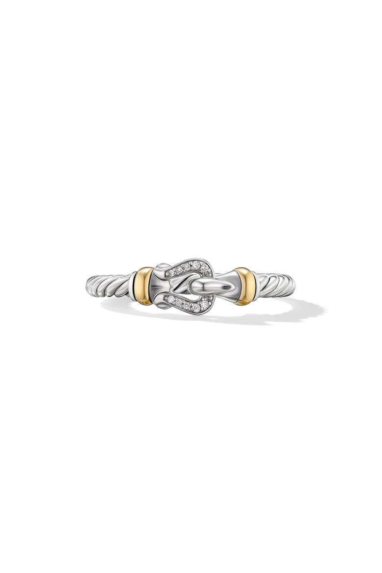 Petite Buckle Diamond Ring, Main, color, STERLING SILVER/ GOLD