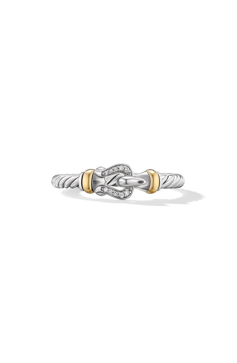 David Yurman Petite Buckle Diamond Ring, Main, color, Sterling Silver/ Gold
