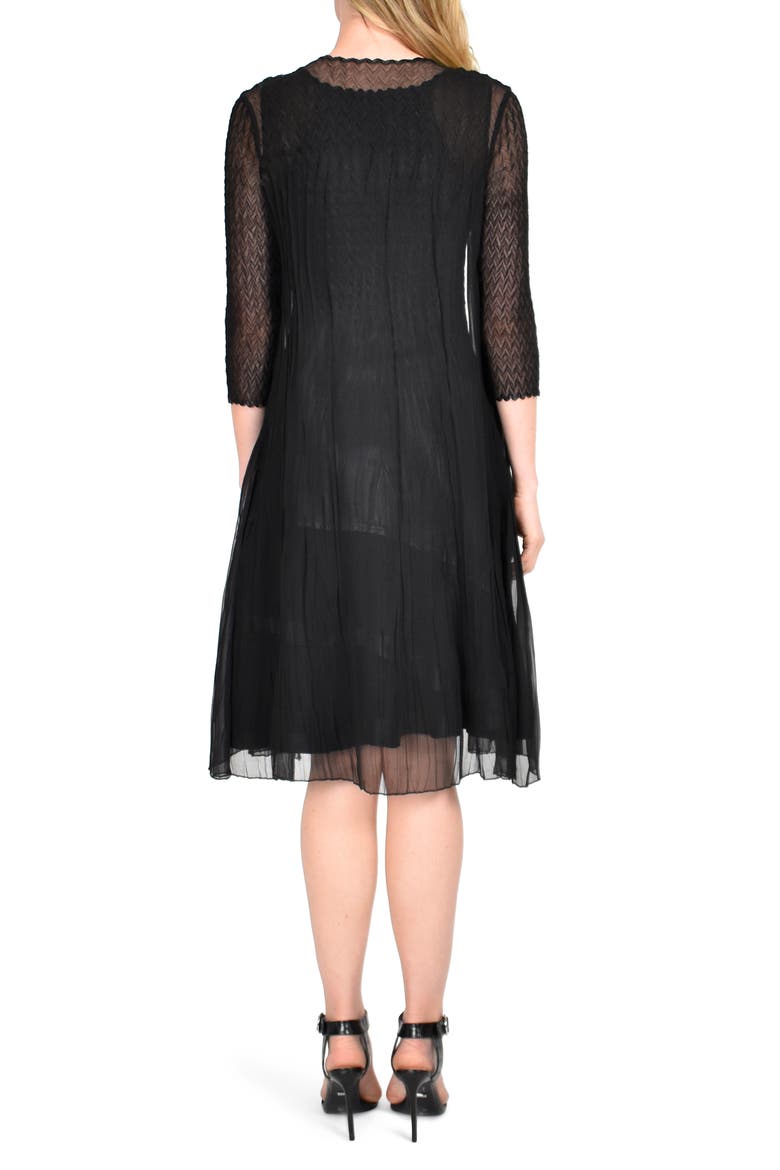 Charmeuse Dress with Long Jacket, Alternate, color, BLACK