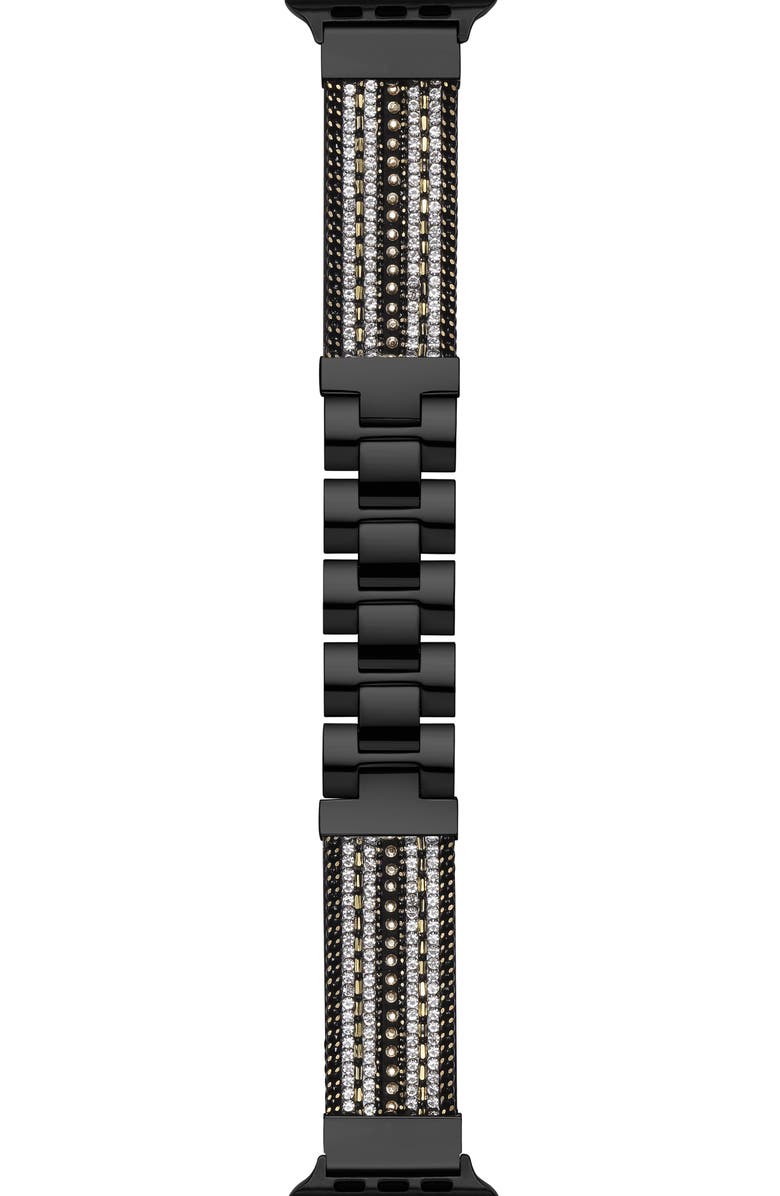 The Posh Tech Beaded Apple Watch<sup>®</sup> Bracelet Watchband, Alternate, color, Black/ Silver