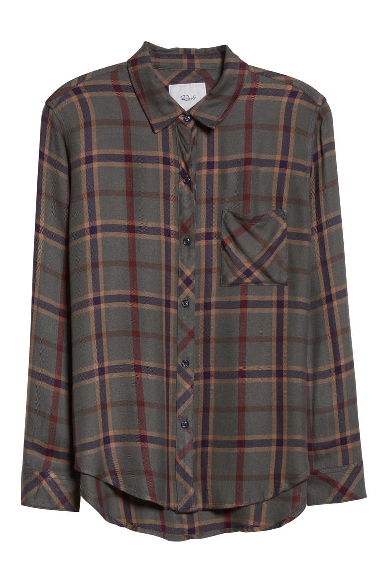Hunter Plaid Button-Up Shirt, Alternate, color, PINE MERLOT NAVY