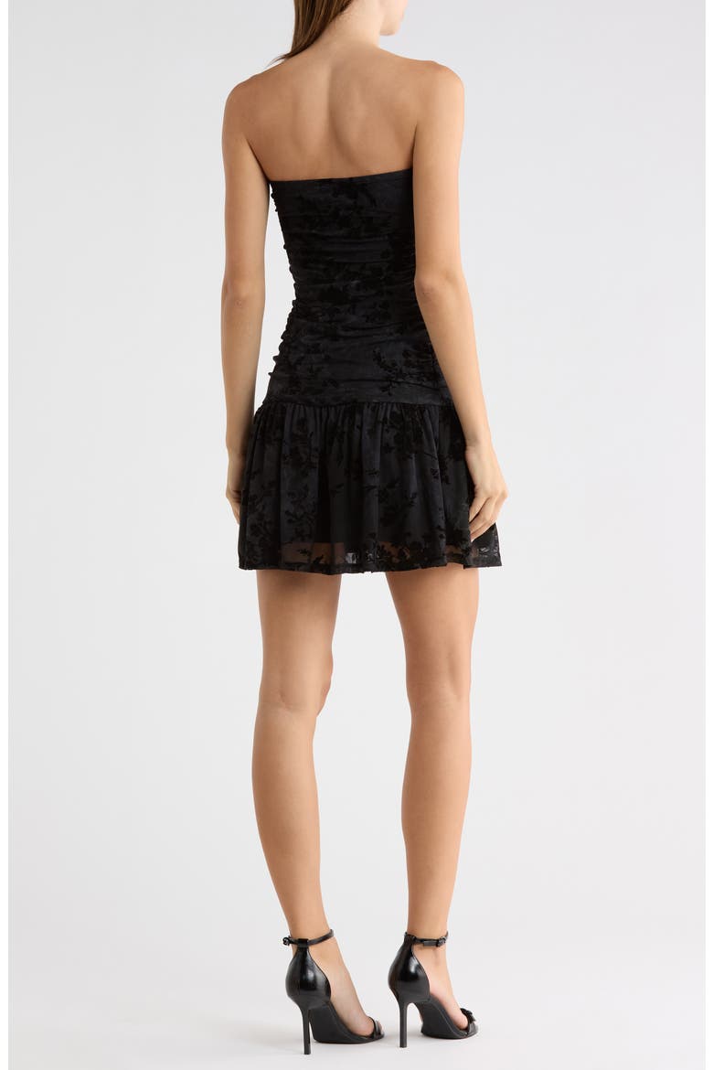 Strapless Ruched Minidress, Alternate, color, BLACK COMBO