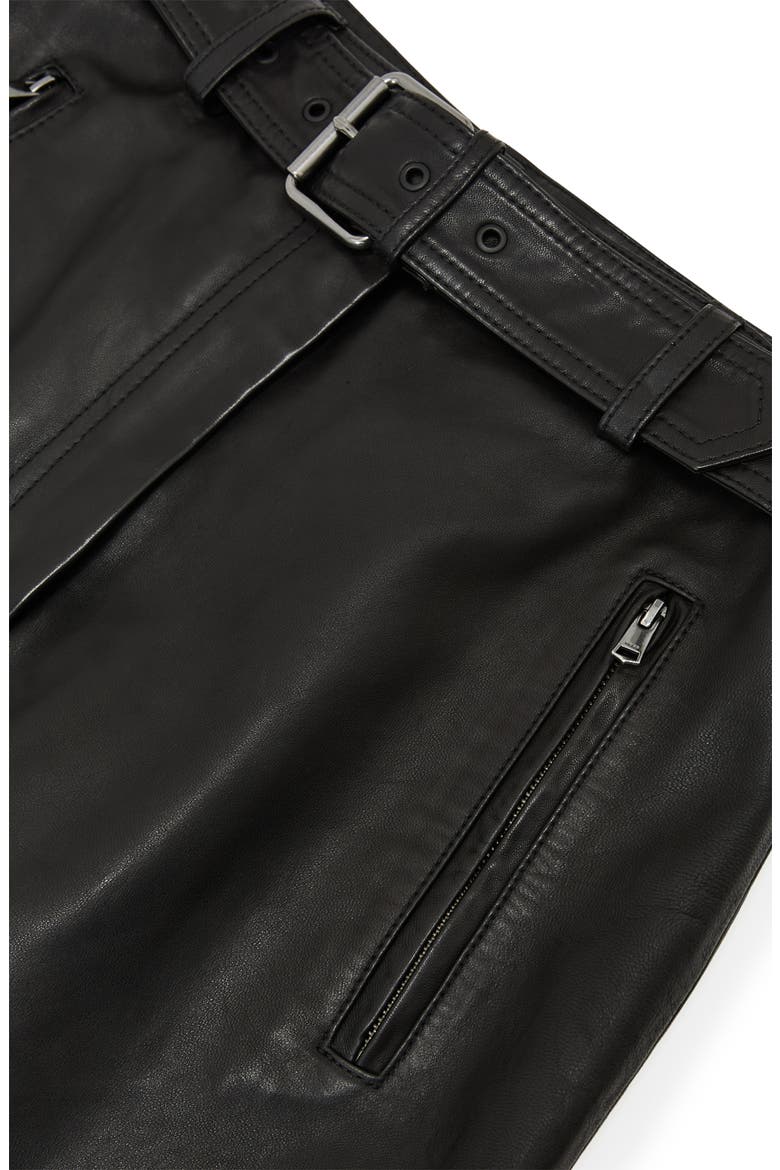 Neriah Leather Midi Skirt, Alternate, color, BLACK