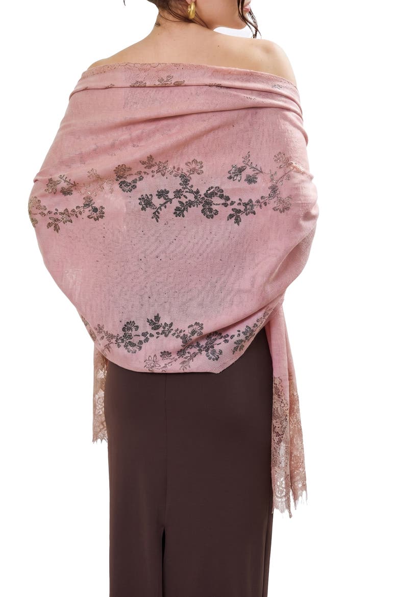 Lace Embellished Scarf, Alternate, color, PINK
