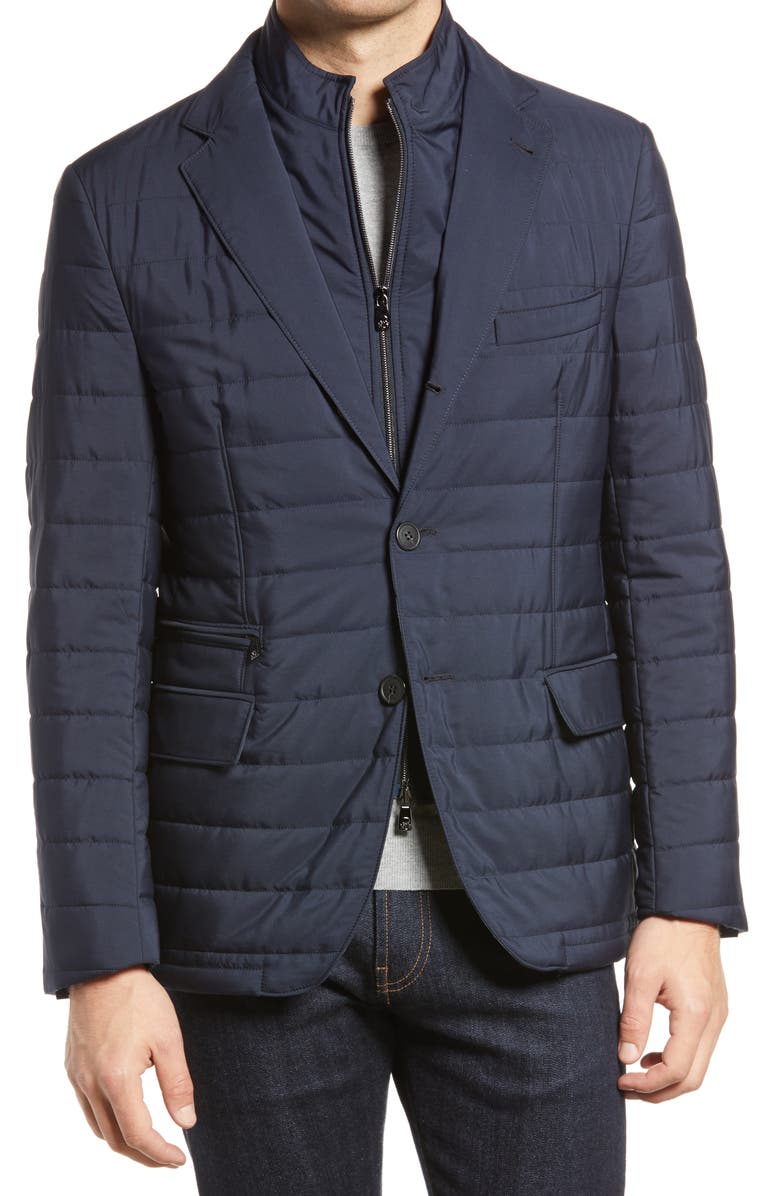 Corneliani Men's ID Quilted Water Resistant Car Coat, Main, color, 