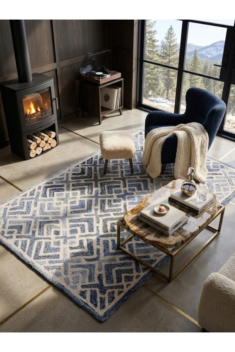 Santorini Wool & Denim Rug, Alternate, color, Blue