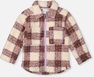 Deux par Deux Zipped Fleece Plaid Chest Pocket Overshirt