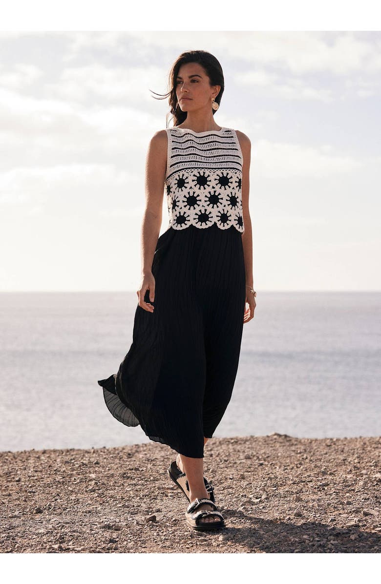 MINT VELVET Crochet Midi Dress, Alternate, color, Black