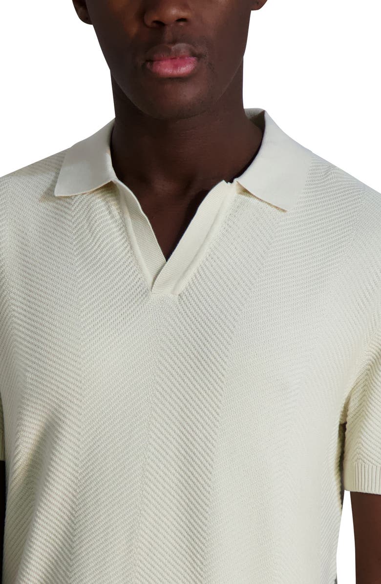 KARL LAGERFELD PARIS Chevron Textured Johnny Collar Polo, Alternate, color,