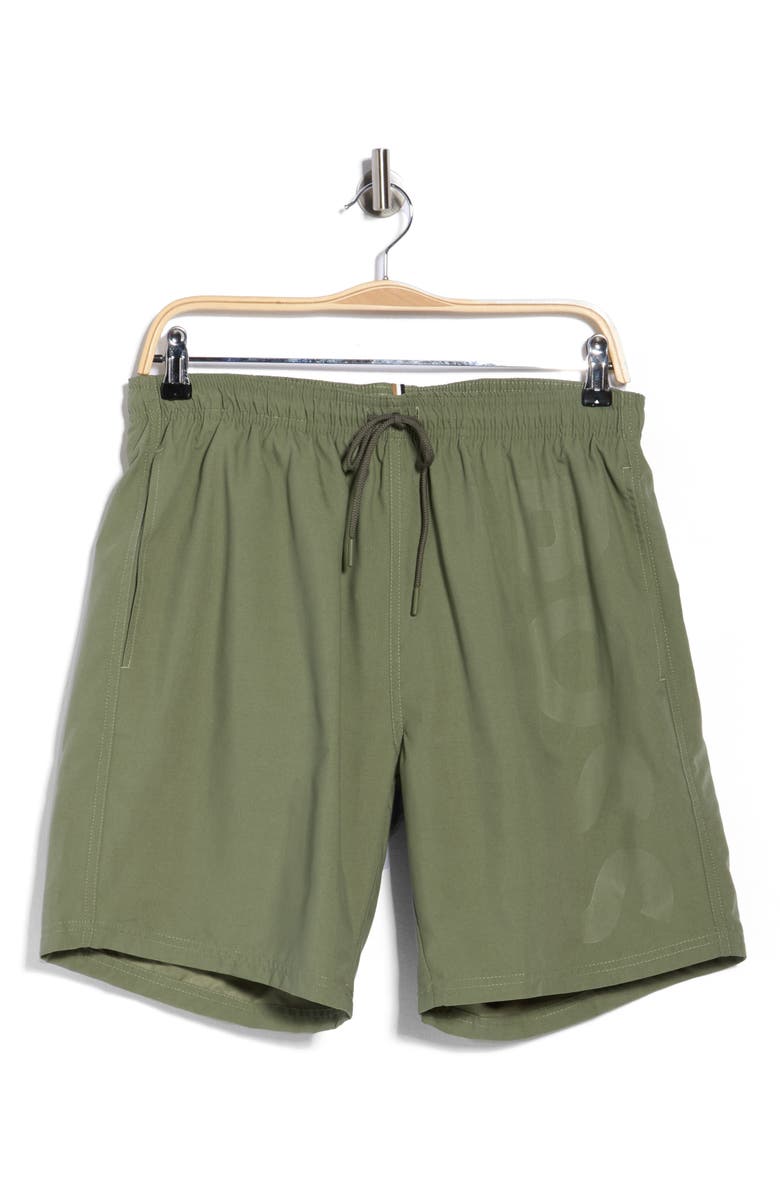 BOSS SWIMWEAR Orca Swim Trunks, Main, color, Green