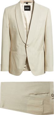 BOSS Huge Slim Fit Wool & Linen Suit