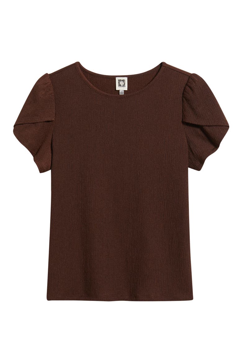 Tulip Sleeve Crepe Top, Alternate, color, DARK CHOCOLATE