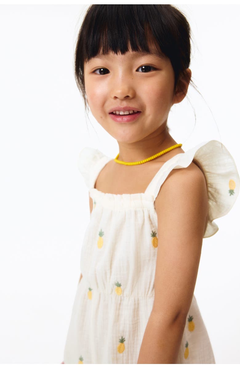 H&M Cotton Muslin Jumpsuit, Alternate, color, Cream/Pineapples