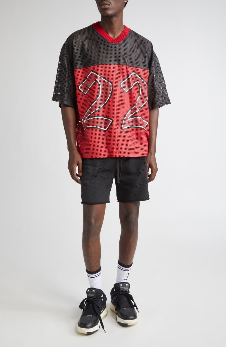 AMIRI MA Shotgun Embroidered Shorts, Alternate, color, Black