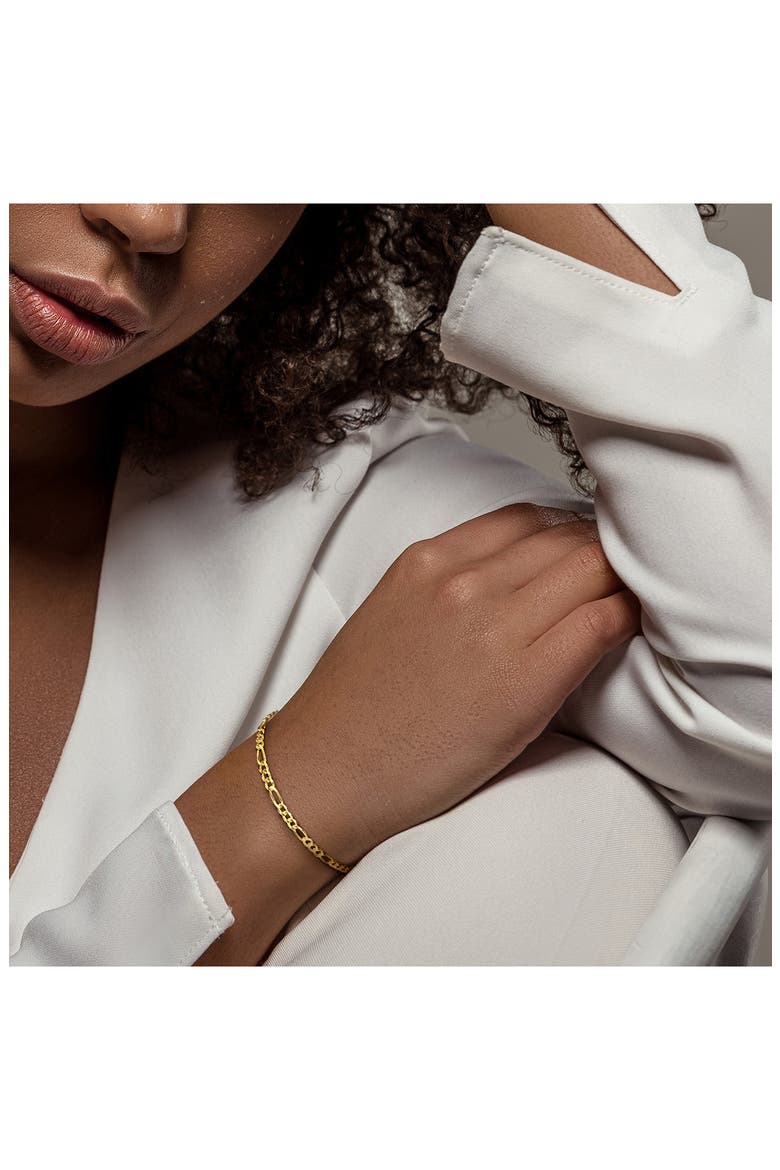 3.8mm Figaro Link Bracelet, Alternate, color, YELLOW