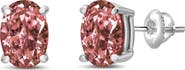 Haus of Brilliance 14K White Gold 1.0 Ct Lab Grown Pink Oval Diamond Solitaire Stud Earrings