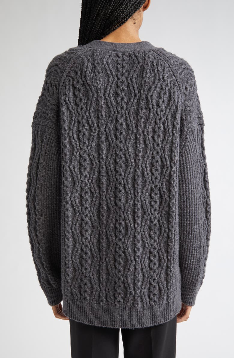 Vince Mixed Stitch Wool & Cashmere Blend Cardigan, Alternate, color, Heather Graphite