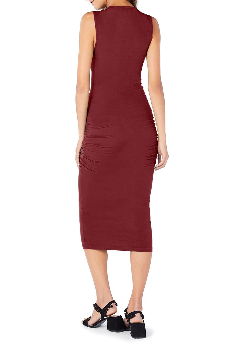 Faux Wrap Midi Dress, Alternate, color, PINOT