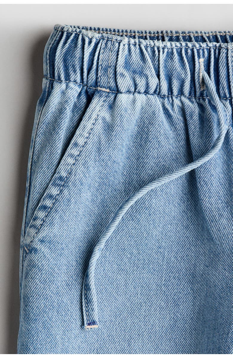 H&M Frill-trimmed Cotton Trousers, Alternate, color, Light Denim Blue