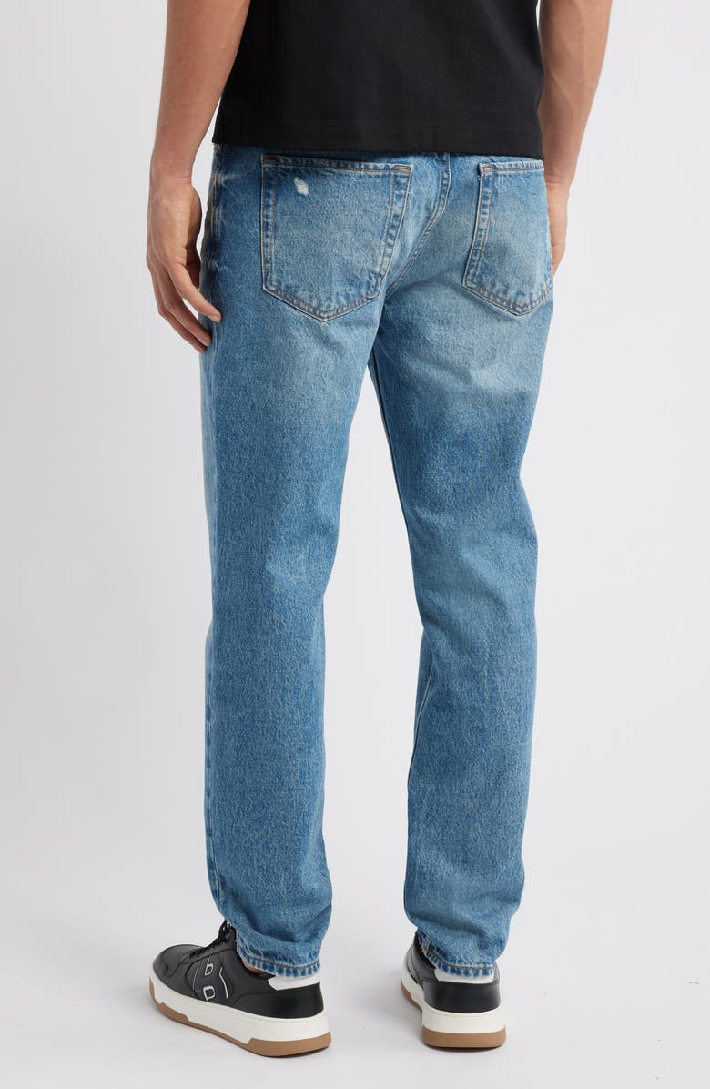 HUGO Distressed Tapered Leg Jeans, Alternate, color, Medium Blue