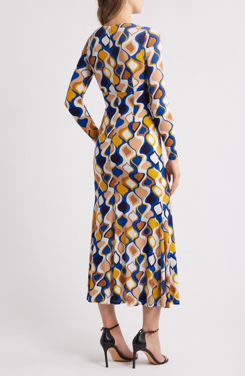 Nikki Lund Astrid Geo Print Long Sleeve Maxi Dress