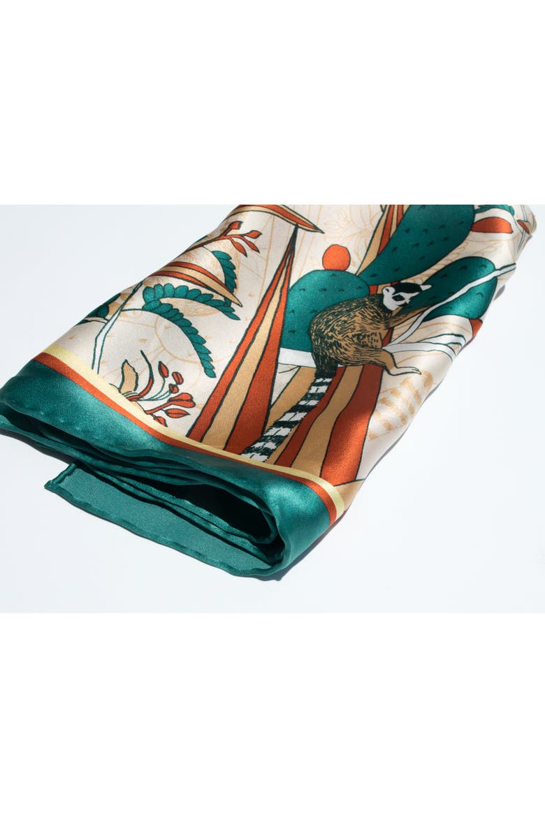 "Madagascar" Silk Skinny Scarf, Alternate, color, Green