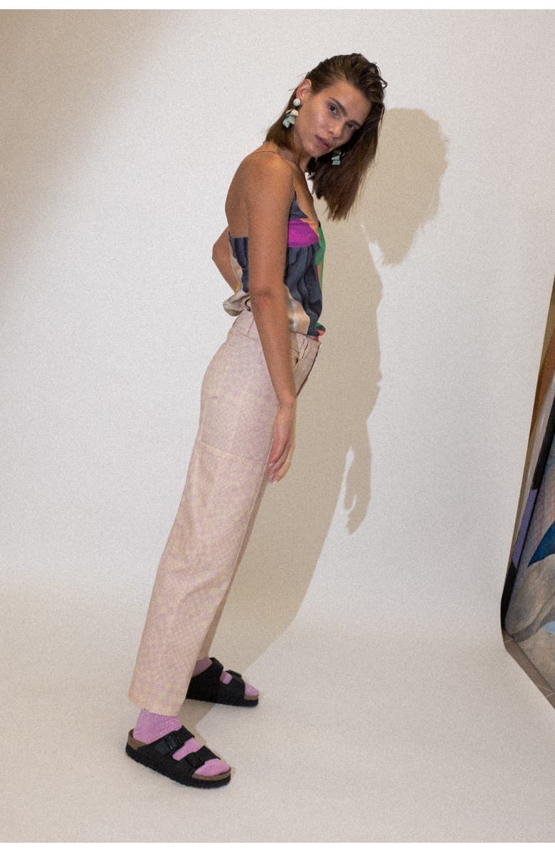 Untitled in Motion Pierot Straight-Leg Checkered Jeans, Alternate, color, Pink Check