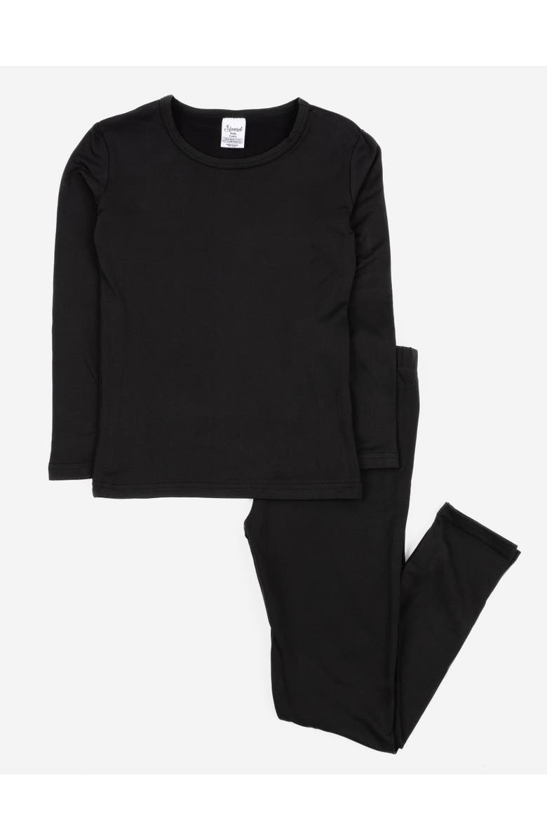 Leveret Kids Solid Thermal Pajamas, Main, color, Black