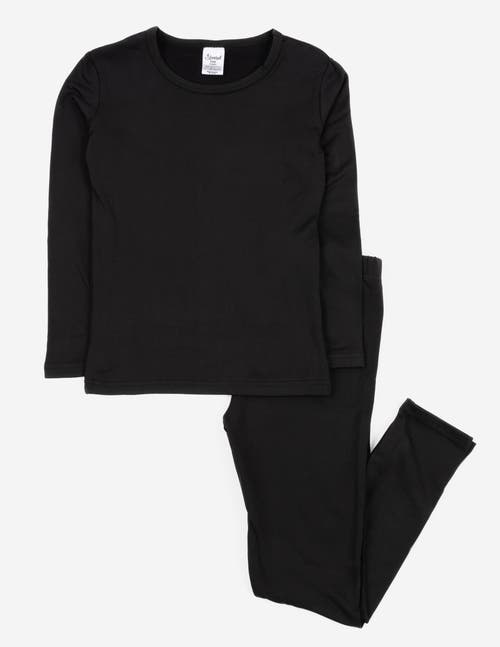 Leveret Kids Solid Thermal Pajamas In Black