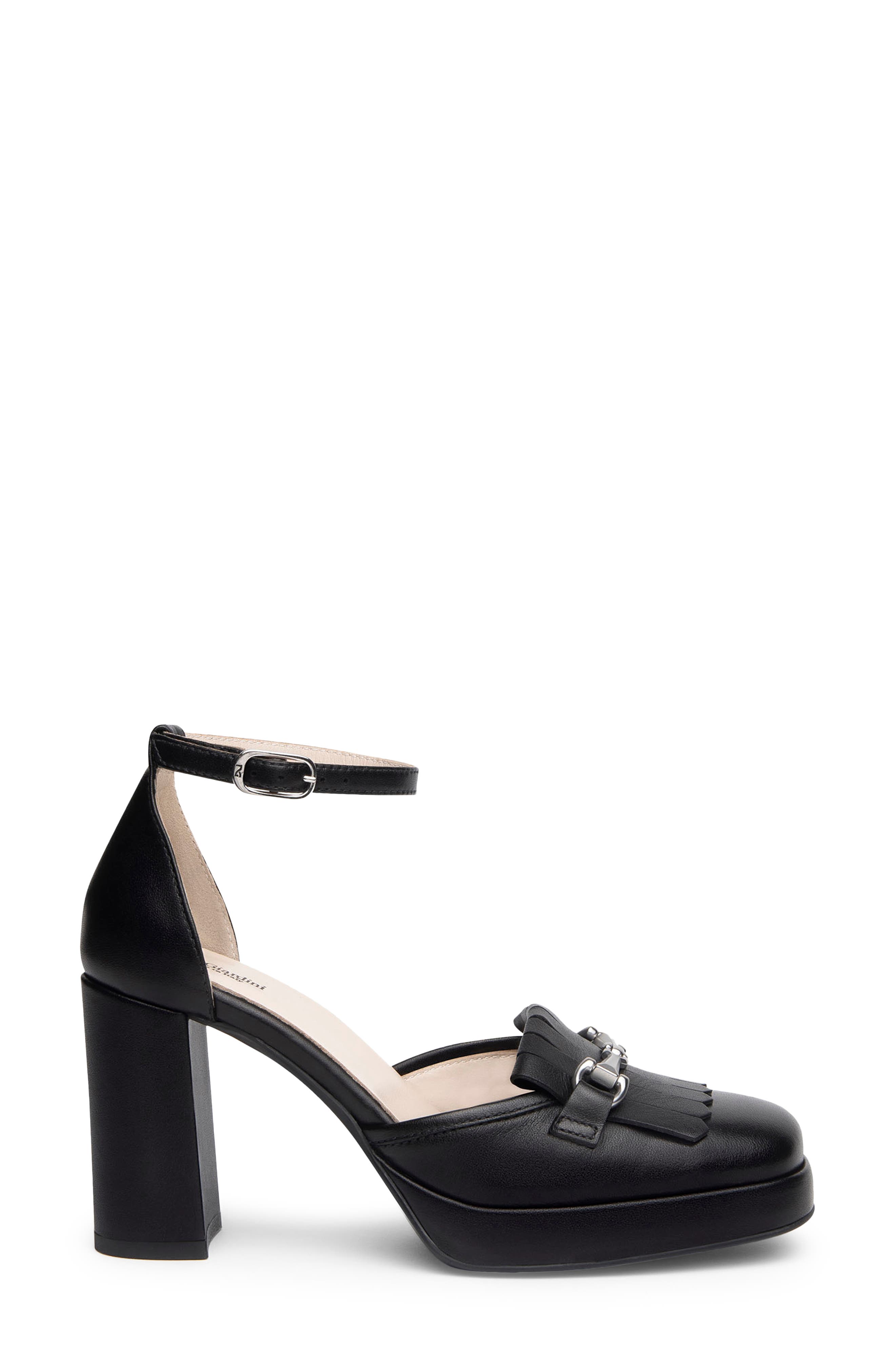 NeroGiardini Kiltie Ankle Strap Platform Pump, Alternate, color, 