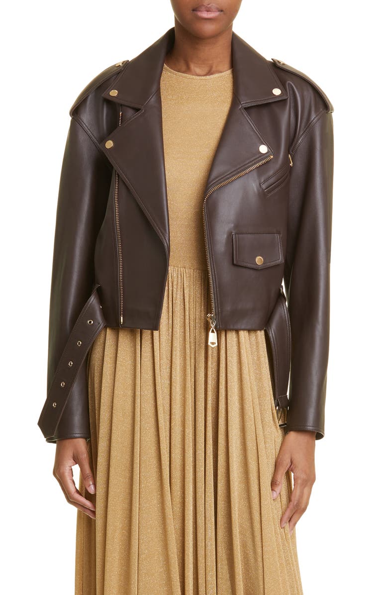 Zimmermann Luminosity Leather Biker Jacket, Main, color,