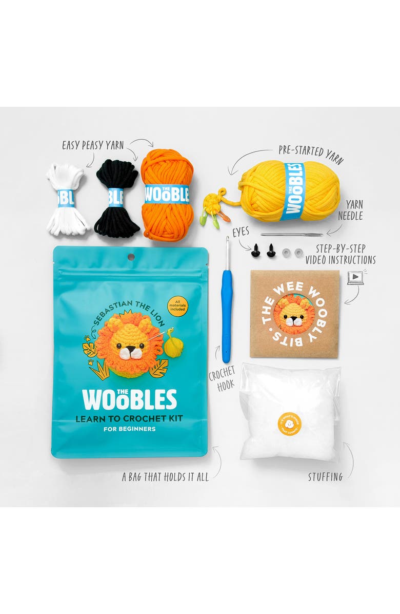 THE WOOBLES Lion Crochet Kit, Alternate, color, Yellow