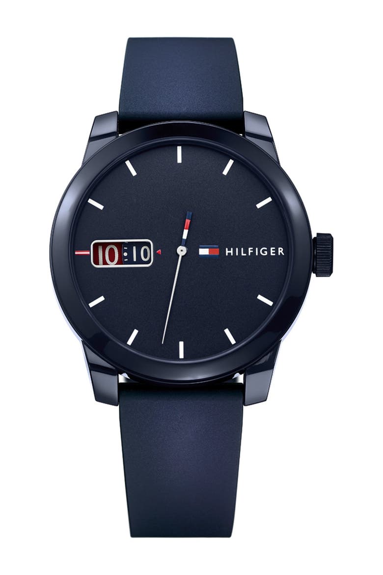 Men's Denim Quartz Sport Watch, 42mm, Main, color, NAVY