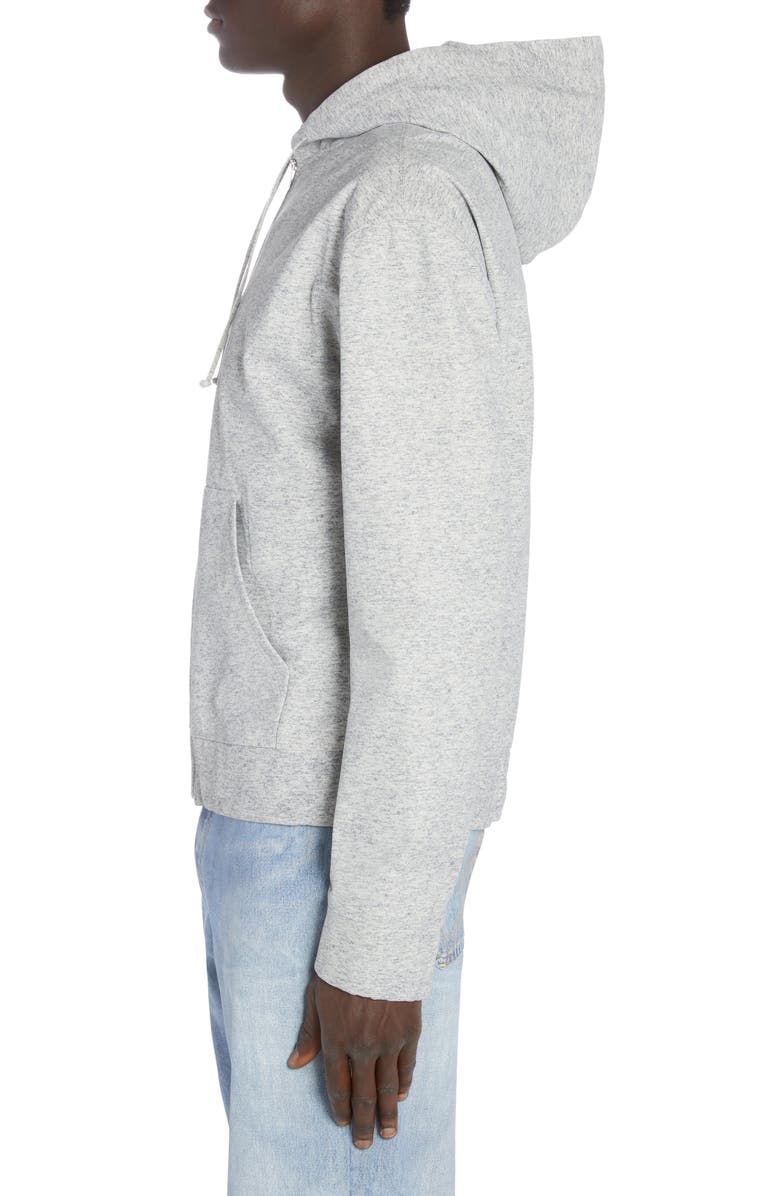 Bottega Veneta Heather Print Leather Zip Hoodie, Alternate, color, 