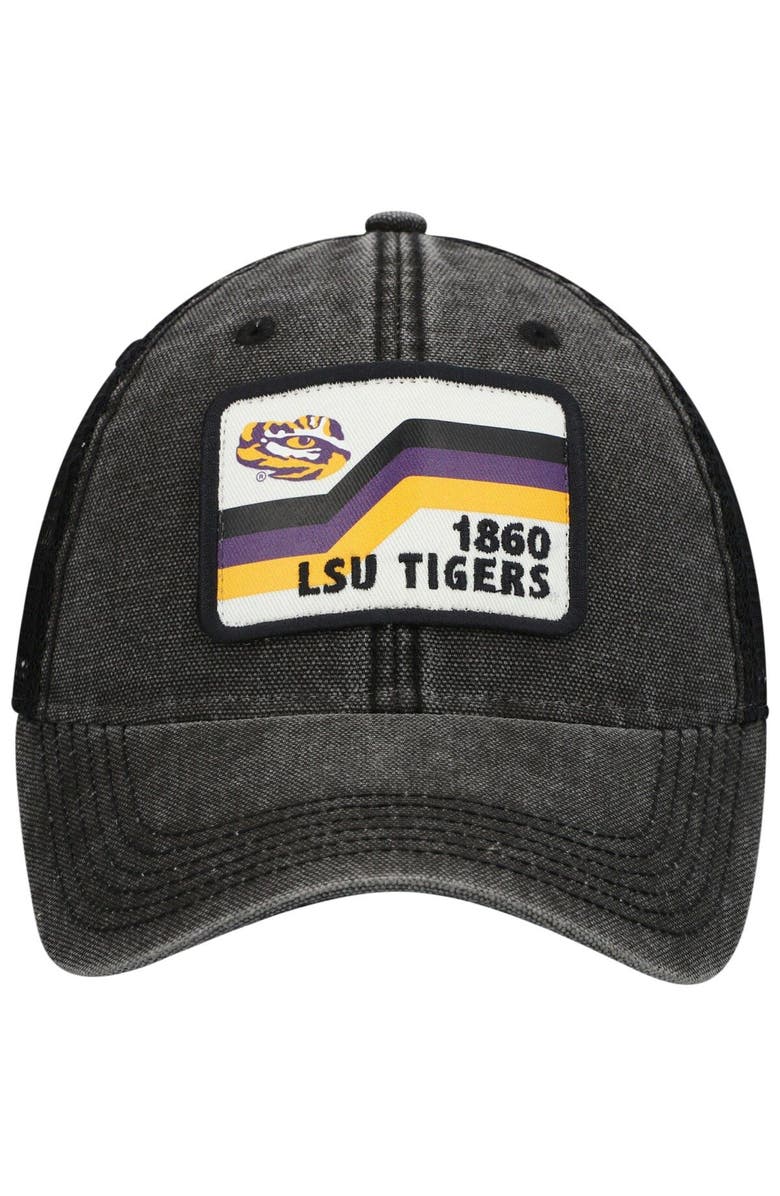 LEGACY ATHLETIC Men's Black LSU Tigers Sun & Bars Dashboard Trucker Snapback Hat, Alternate, color, 