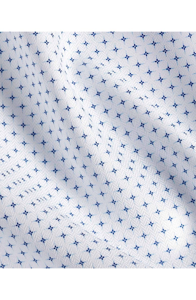 David Donahue Trim Fit Neat Print Cotton Dress Shirt, Alternate, color, White/ Navy