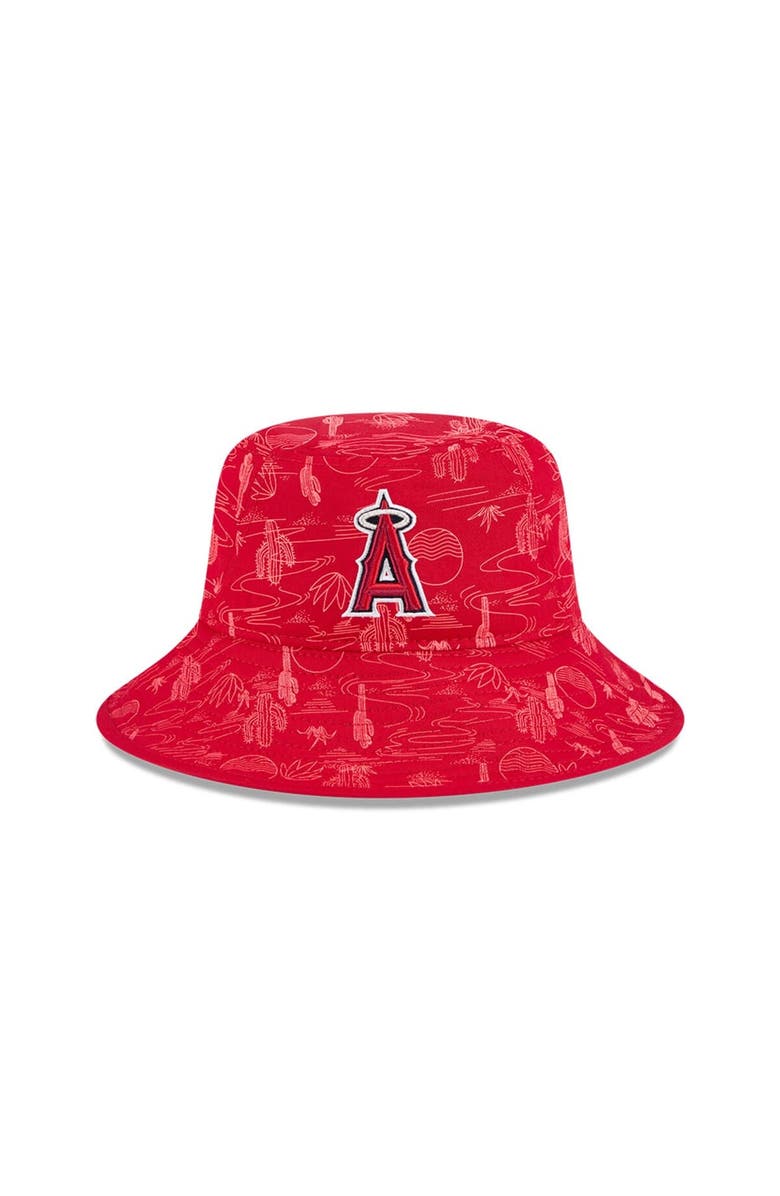 New Era Youth New Era Red Los Angeles Angels 2025 Spring Training All Over Print Bucket Hat, Alternate, color,