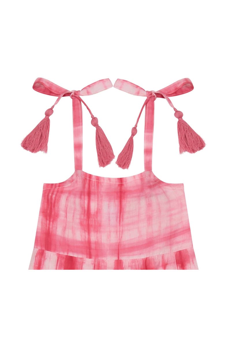 Bella Girl's Shoulder Tie Sundress Hibiscus Shibori, Alternate, color, Pink