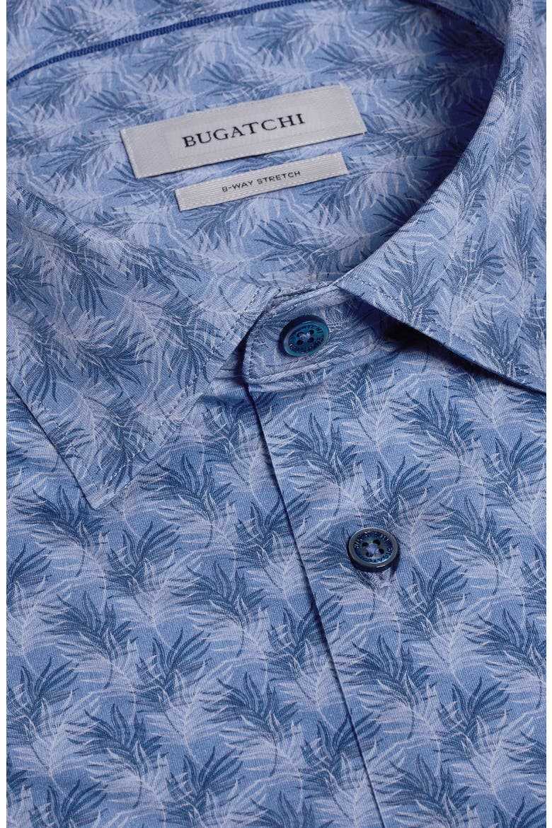 Miles OoohCotton® Leaf Print Short Sleeve Button-Up Shirt, Alternate, color, COBALT
