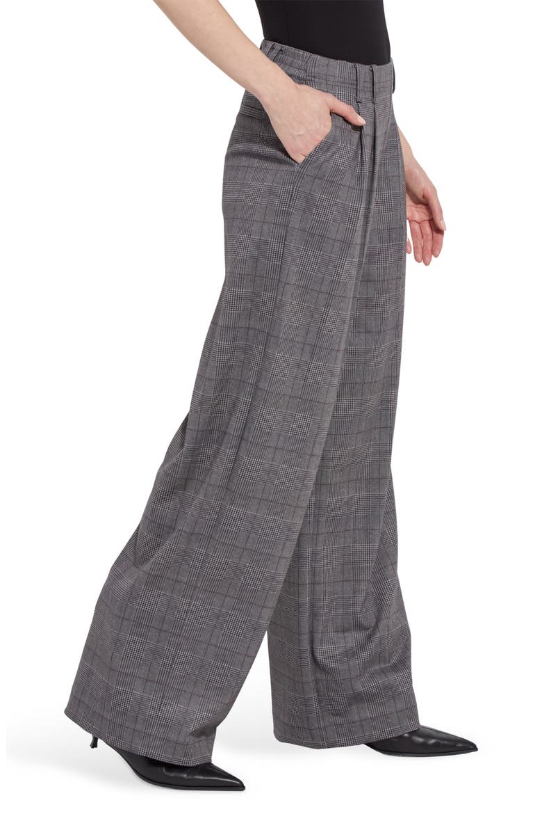 Darcy Pleated Wide Leg Ponte Pants, Alternate, color, LONDON GLEN PLAID