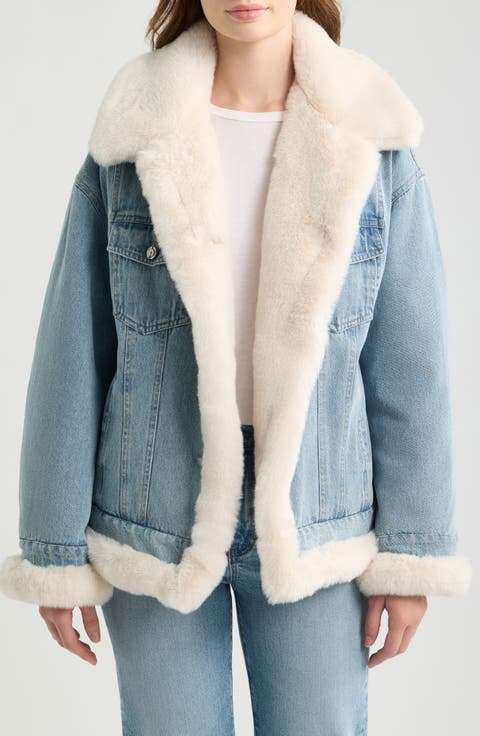 Susan Faux Fur Trim Denim Jacket