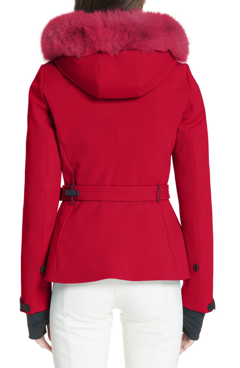 Moncler Bauges Water Repellent Hooded Down Coat with Detachable Genuine Fox Fur Trim, Alternate, color, 