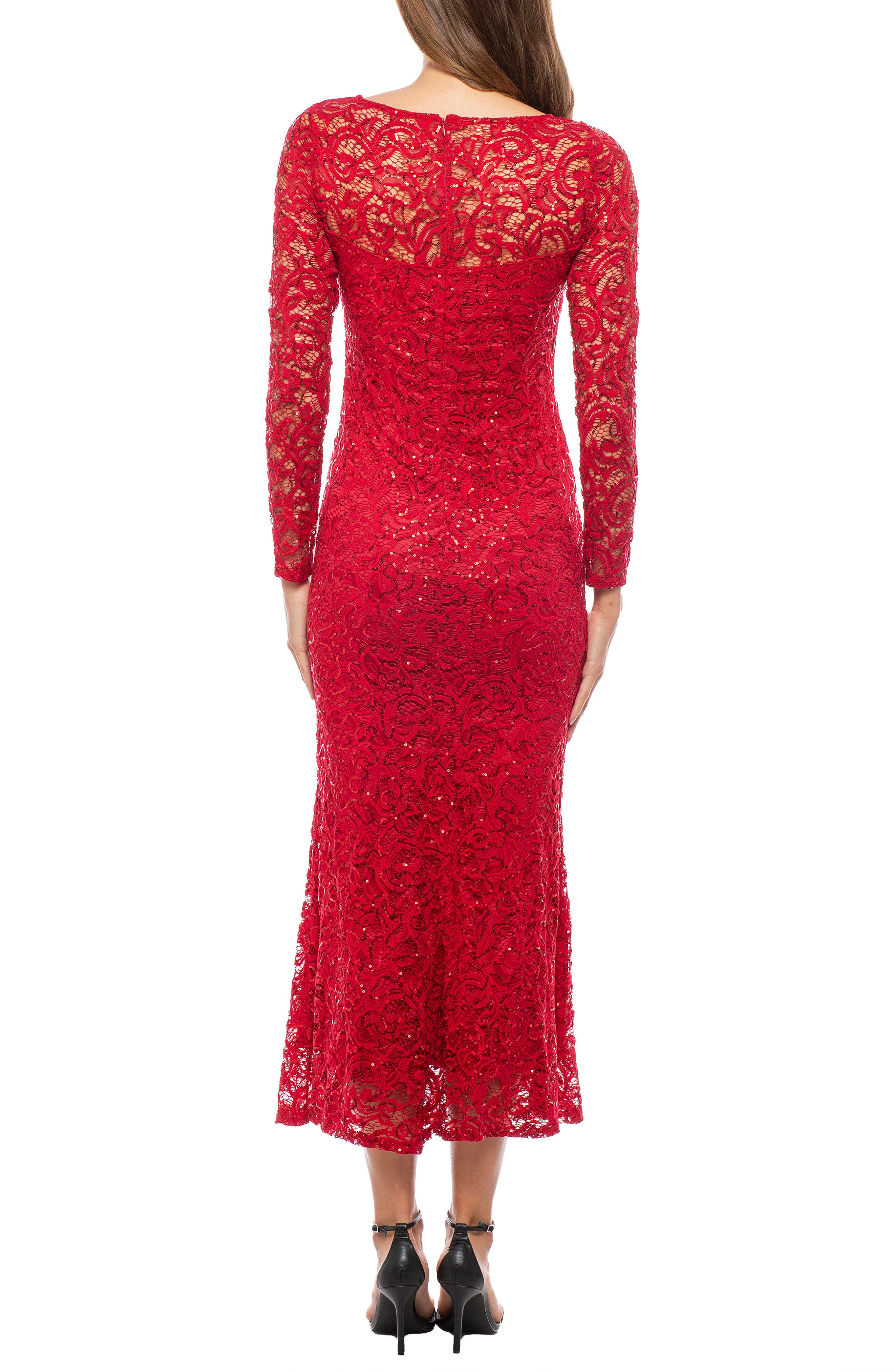 Sequin Lace Long Sleeve Gown - image 4