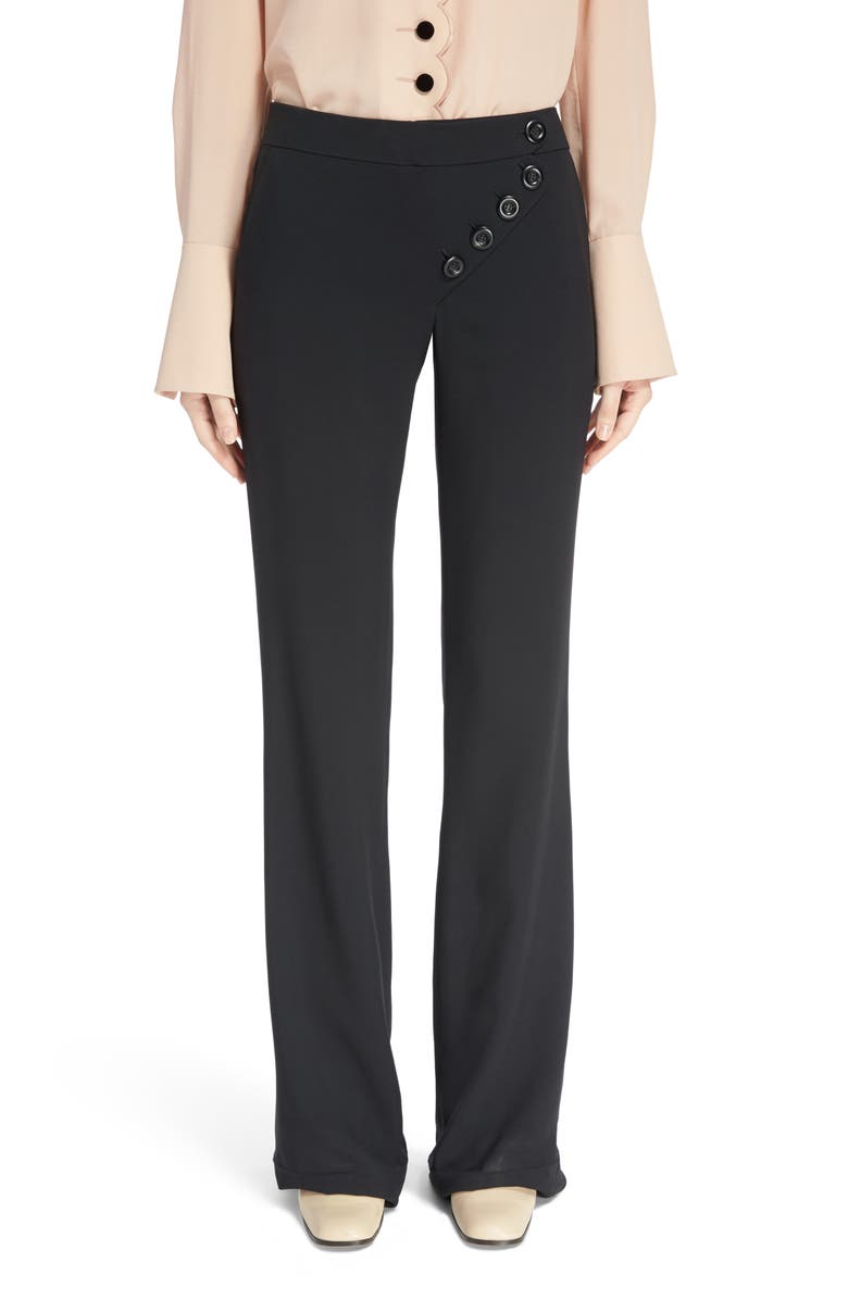Chloé Asymmetrical Button Flare Cady Pants, Main, color, 