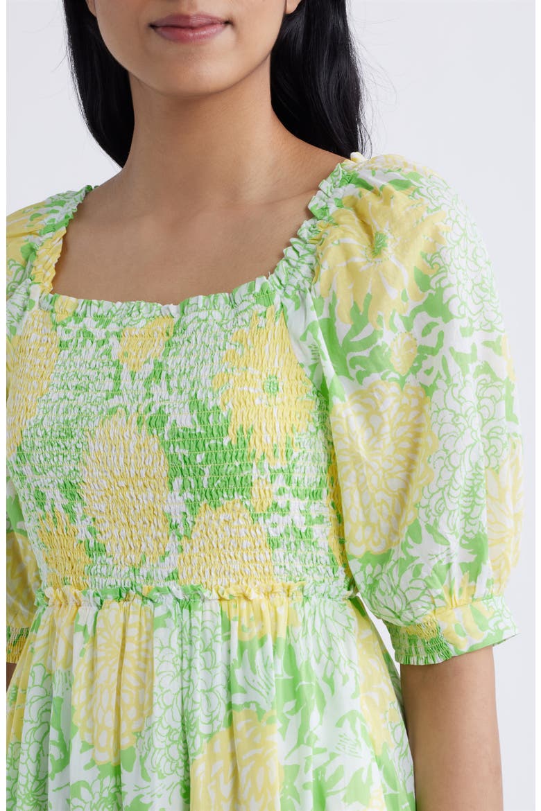 Hadly Floral Print Smocked Dress, Alternate, color, CROCODILE GREEN MUMBO JUMBO